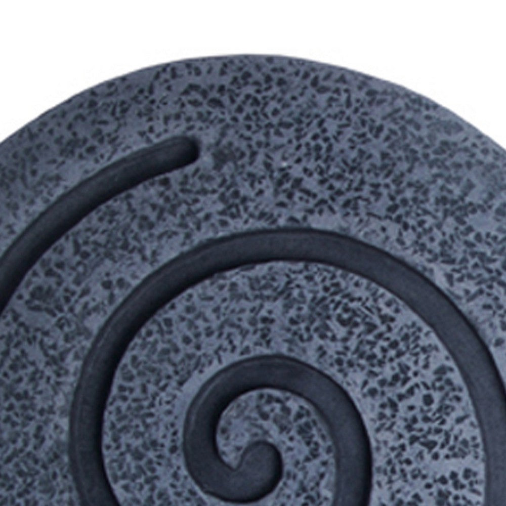 Round Sandstone and Glass Wall Decor with Spiral Design, Large, Gray - BM26642