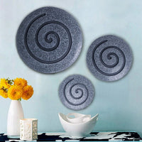 Round Sandstone and Glass Wall Decor with Spiral Design, Large, Gray - BM26642