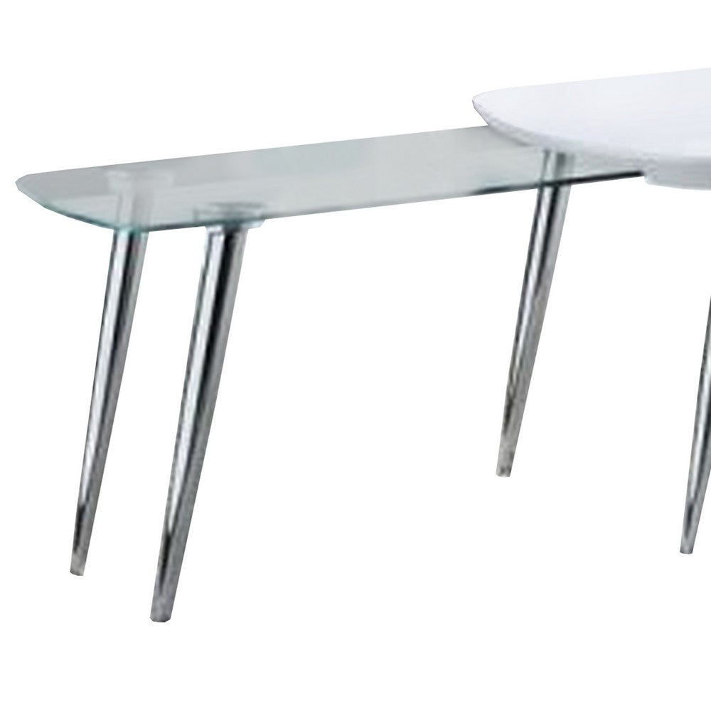 Coffee Table with Pull Out Tabletop, White and Silver - BM266440