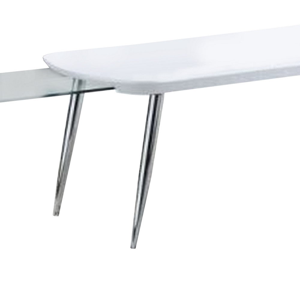 Coffee Table with Pull Out Tabletop, White and Silver - BM266440