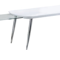 Coffee Table with Pull Out Tabletop, White and Silver - BM266440