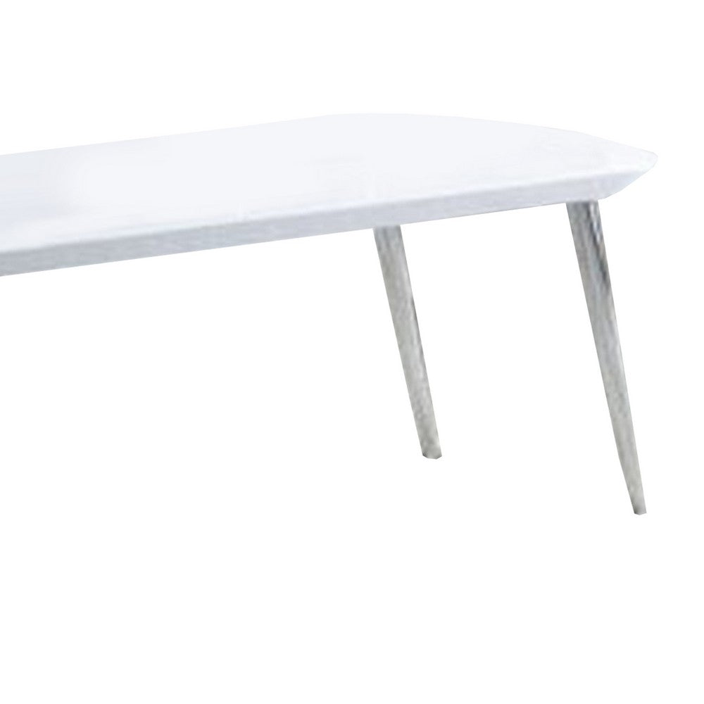 Coffee Table with Pull Out Tabletop, White and Silver - BM266440