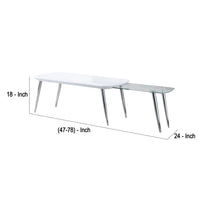 Coffee Table with Pull Out Tabletop, White and Silver - BM266440