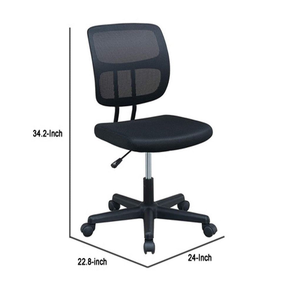Office Chair with Curved Mesh Back and Adjustable Height, Black - BM266474