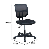 Office Chair with Curved Mesh Back and Adjustable Height, Black - BM266474