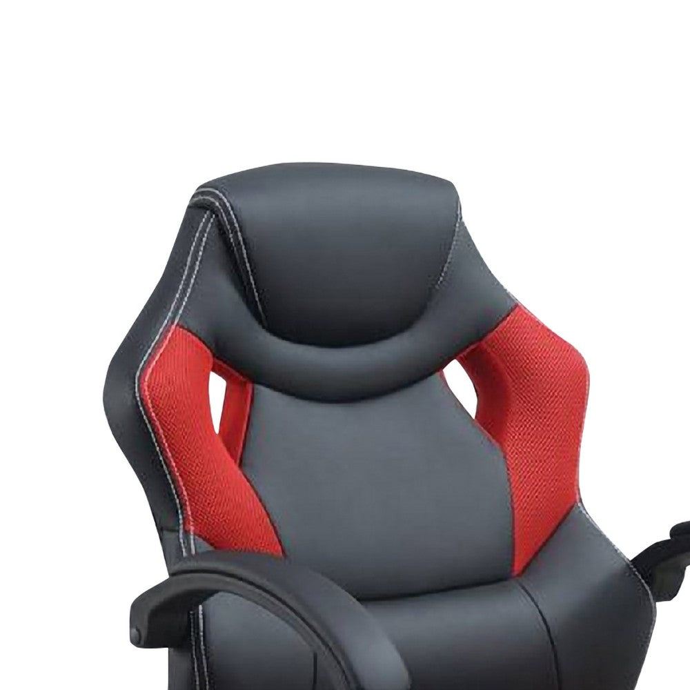 Office Chair with Curved Cut Out Padded Back, Black and Red - BM266486