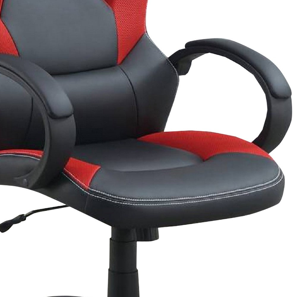 Office Chair with Curved Cut Out Padded Back, Black and Red - BM266486