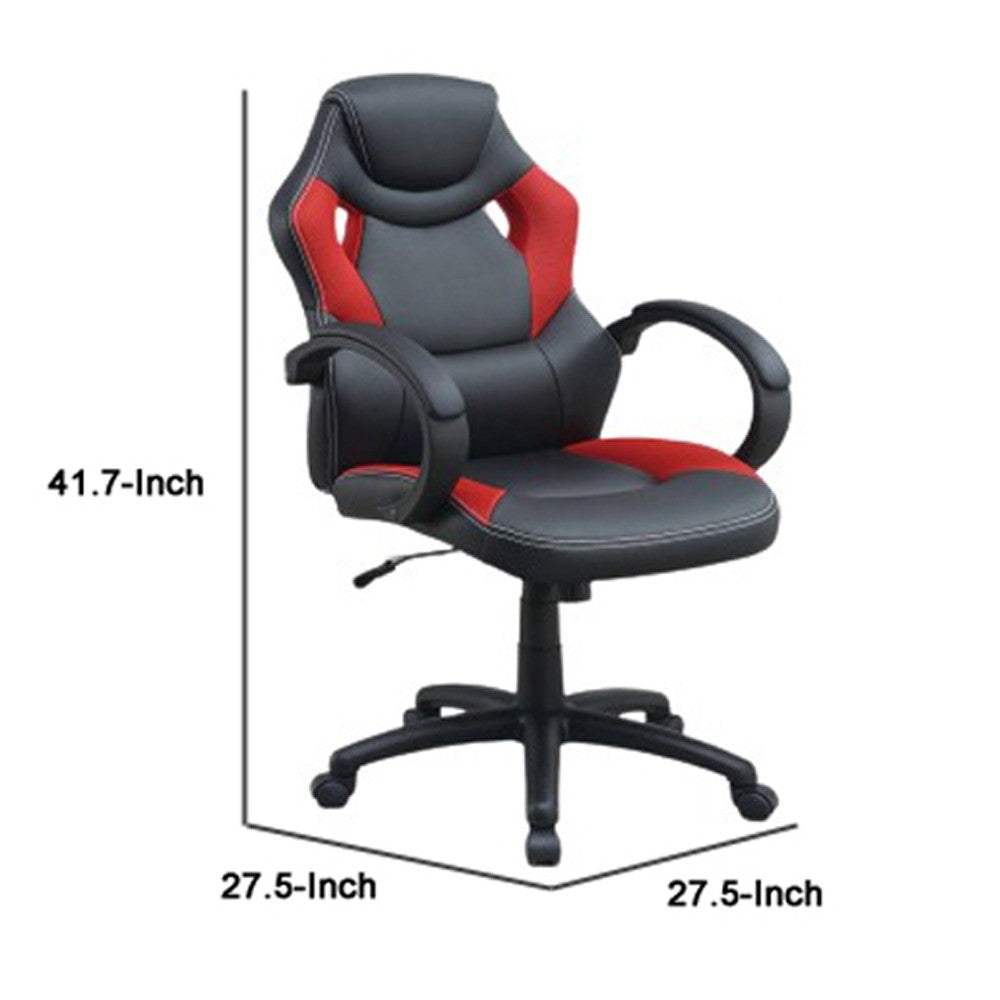 Office Chair with Curved Cut Out Padded Back, Black and Red - BM266486