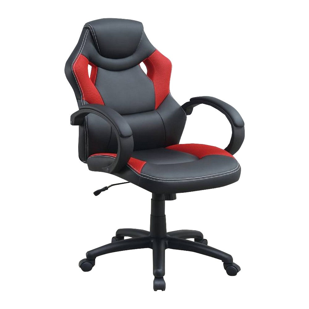 Office Chair with Curved Cut Out Padded Back, Black and Red - BM266486