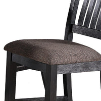 Chair with High Slatted Back Design, Set of 2, Dark Brown - BM266490