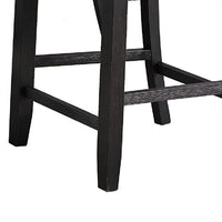 Chair with High Slatted Back Design, Set of 2, Dark Brown - BM266490