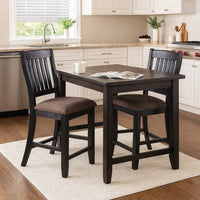 Chair with High Slatted Back Design, Set of 2, Dark Brown - BM266490