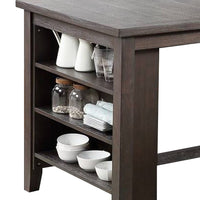 Counter Height Table with 3 Open Compartments, Large, Dark Brown - BM266505