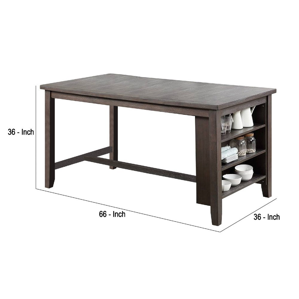 Counter Height Table with 3 Open Compartments, Large, Dark Brown - BM266505