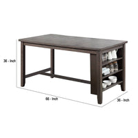 Counter Height Table with 3 Open Compartments, Large, Dark Brown - BM266505