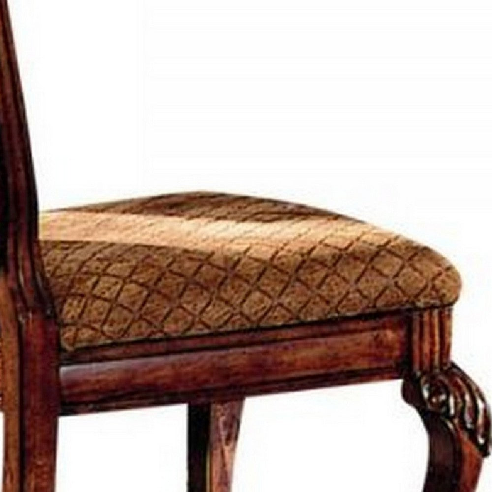 Side Chair with Fabric Seat and Crown Top, Set of 2, Brown - BM266508