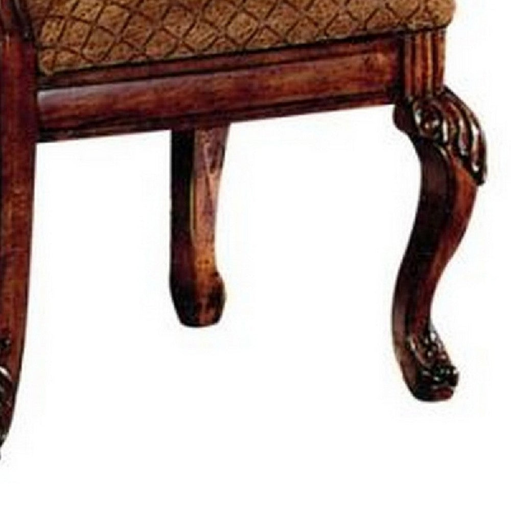 Side Chair with Fabric Seat and Crown Top, Set of 2, Brown - BM266508