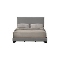 Queen Size Bed with Fabric Upholstery and Nailhead Accent, Gray - BM266522