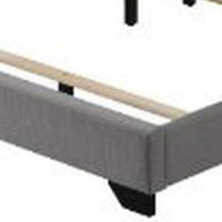 Queen Size Bed with Fabric Upholstery and Nailhead Accent, Gray - BM266522