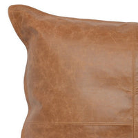 Square Leatherette Throw Pillow with Stitched Details, Brown By Casagear Home