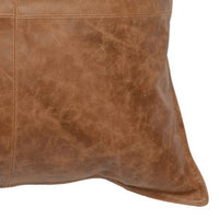 Square Leatherette Throw Pillow with Stitched Details, Brown By Casagear Home