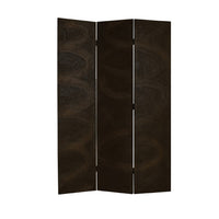 Foldable 3 Panel Canvas Room Divider with Swirl Details, Dark Brown - BM26687
