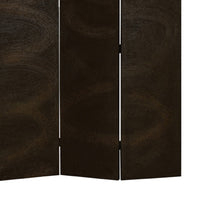 Foldable 3 Panel Canvas Room Divider with Swirl Details, Dark Brown - BM26687