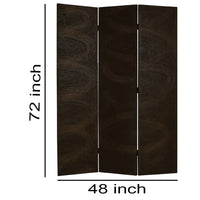 Foldable 3 Panel Canvas Room Divider with Swirl Details, Dark Brown - BM26687