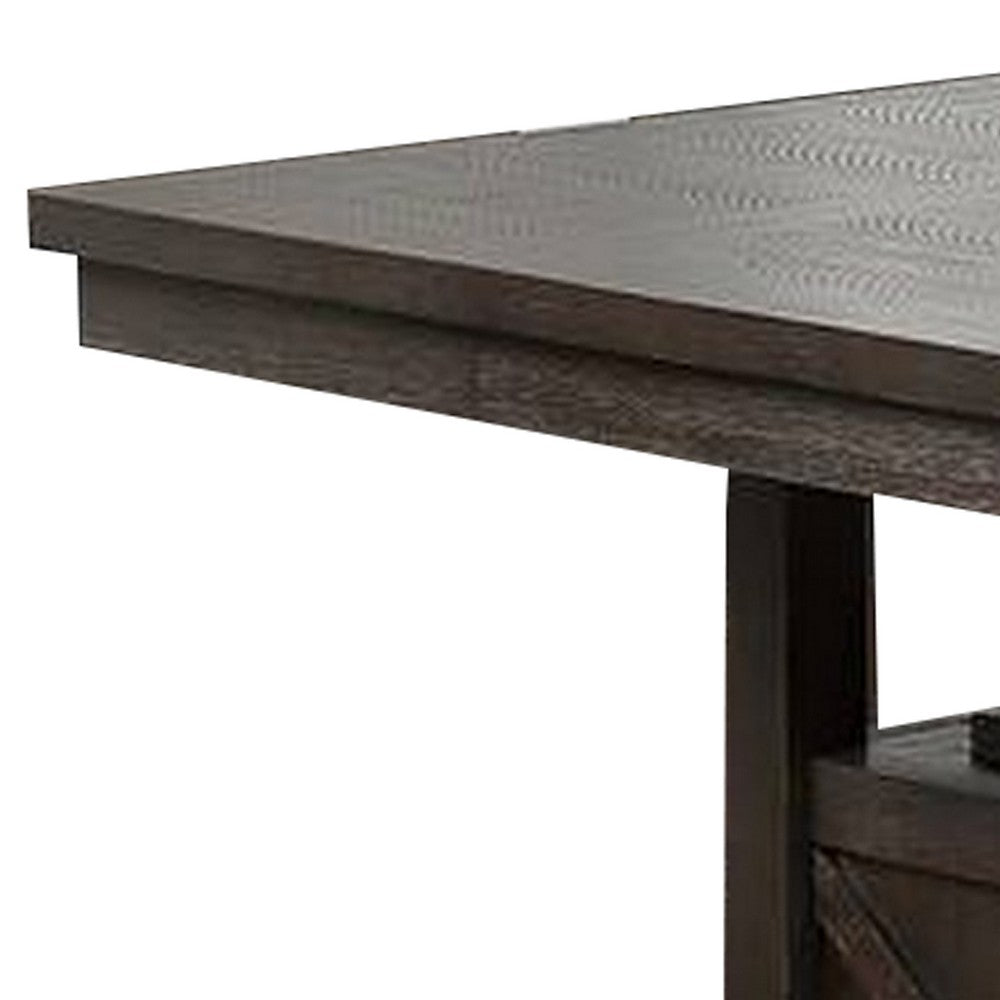 Wooden Counter Height Table with Cabinet and Butterfly Leaf, Gray - BM268883