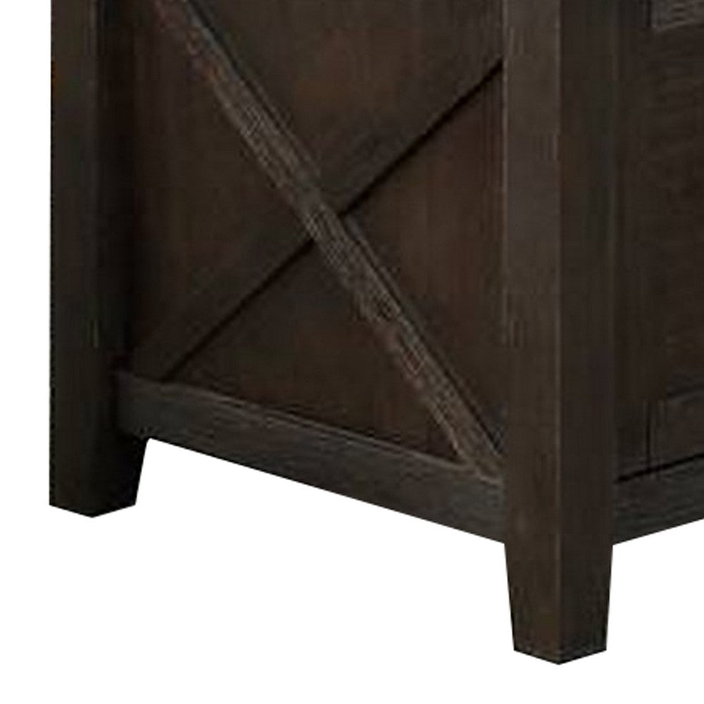 Wooden Counter Height Table with Cabinet and Butterfly Leaf, Gray - BM268883