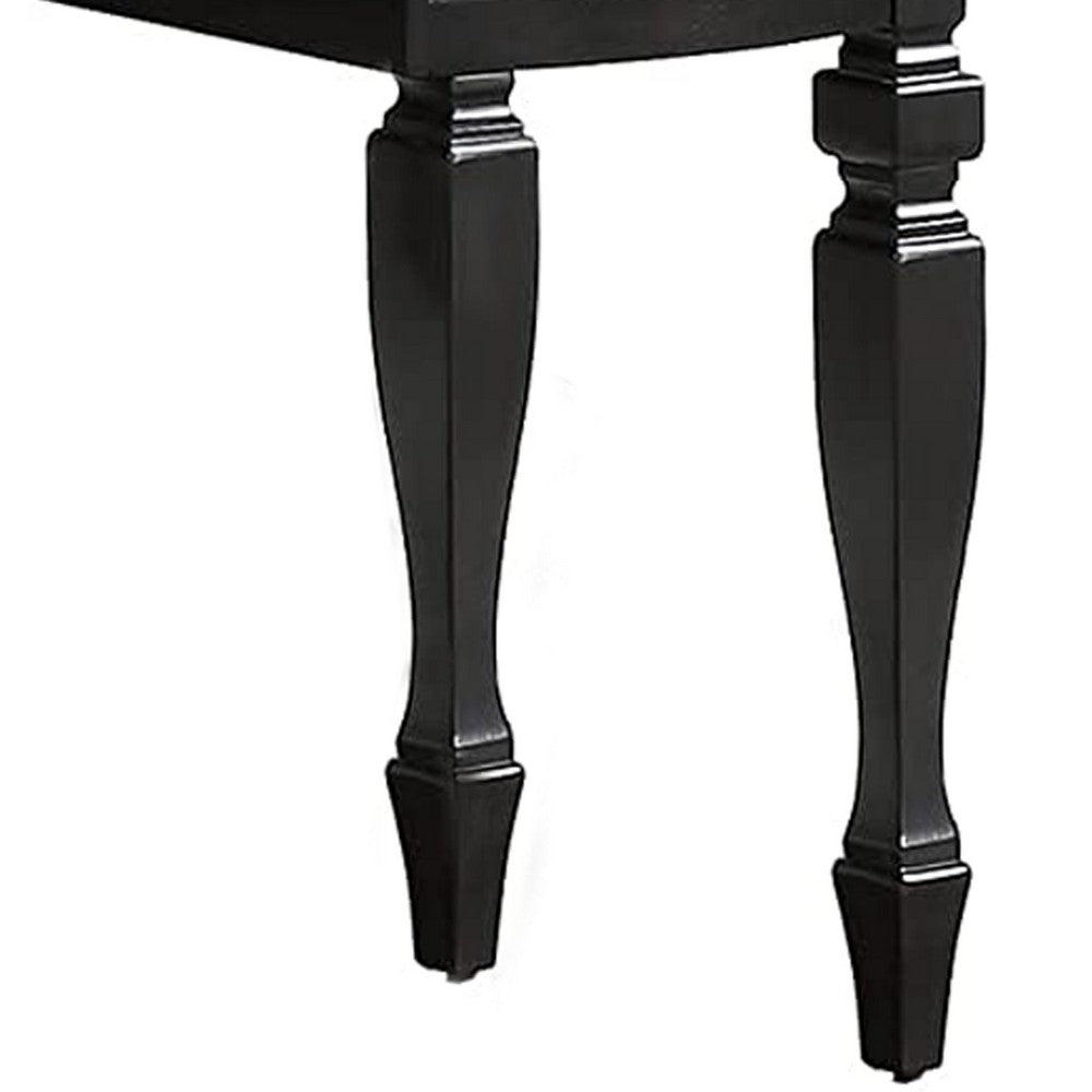 3 Piece Vanity Set with Carved Mirror and Turned Legs, Black - BM268888
