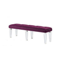 Accent Bench with Tufted Velvet Seat and Mirrored Legs, Purple - BM268895