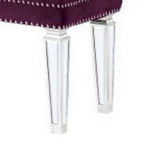 Accent Bench with Tufted Velvet Seat and Mirrored Legs, Purple - BM268895