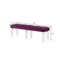 Accent Bench with Tufted Velvet Seat and Mirrored Legs, Purple - BM268895