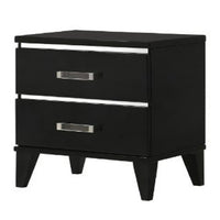 Nightstand with 2 Drawers and Metal Trim, Black - BM268898