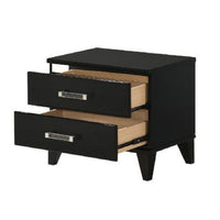 Nightstand with 2 Drawers and Metal Trim, Black - BM268898