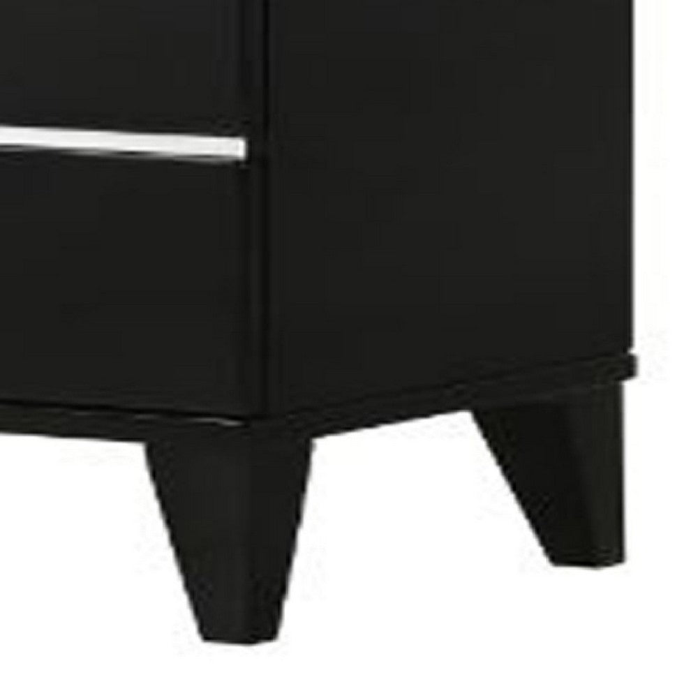 Nightstand with 2 Drawers and Metal Trim, Black - BM268898