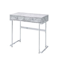 Writing Desk with 2 Drawers and Faux Marble Top, Gray - BM268910