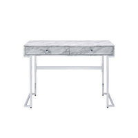 Writing Desk with 2 Drawers and Faux Marble Top, Gray - BM268910