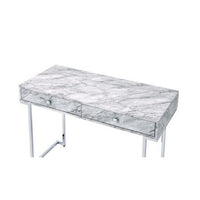 Writing Desk with 2 Drawers and Faux Marble Top, Gray - BM268910