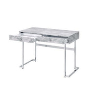 Writing Desk with 2 Drawers and Faux Marble Top, Gray - BM268910