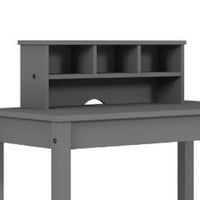 Writing Desk with Wooden Frame and Open Compartments, Gray - BM268932