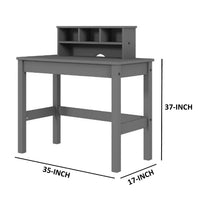 Writing Desk with Wooden Frame and Open Compartments, Gray - BM268932
