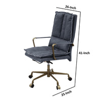 Office Chair with Leatherette Seat and Tufted Details, Gray - BM268940