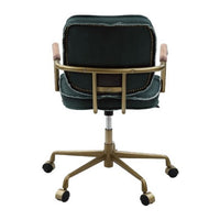Office Chair with Leather Seat and Button Tufted Back, Green - BM268943