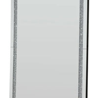 Floor Mirror with Faux Diamond Inlays and LED Trim, Silver - BM268947