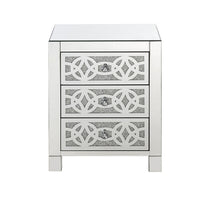 Accent Table with 3 Drawers and Faux Diamond Inlays, Silver - BM268949