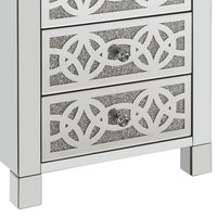 Accent Table with 3 Drawers and Faux Diamond Inlays, Silver - BM268949