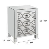 Accent Table with 3 Drawers and Faux Diamond Inlays, Silver - BM268949