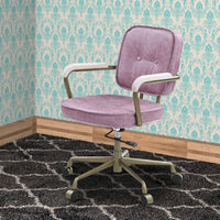 Office Chair with Leather Seat and Button Tufted Back, Pink - BM268974